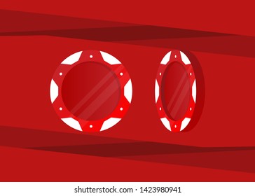 Casino Poker Chips Tokens Red Set Vector Illustration