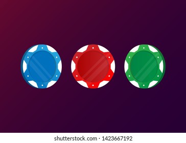 Casino Poker Chips Tokens Set Vector Illustration