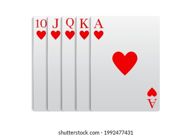 Casino and poker combined with a Royal Flush combination. Vector illustration in a realistic style.