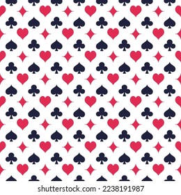 Casino or Poker concept vector geometric creative Seamless Pattern with Playing Card Suits icons