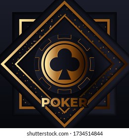 Casino poker design template. Falling poker cards and chips game concept. Casino lucky background isolated.