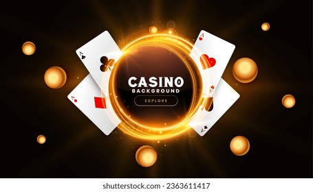 casino poker game banner with ace card and light streak effect vector