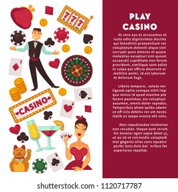 Casino poker game vector poster