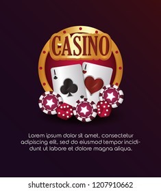 casino poker golden sign cards chips dices