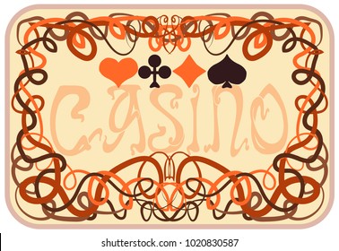 Casino poker invitation card, vector illustration