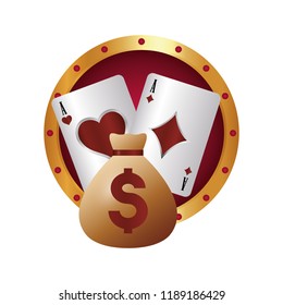casino poker money bag dollar ace cards
