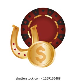 casino poker roulette gold horseshoe and coin