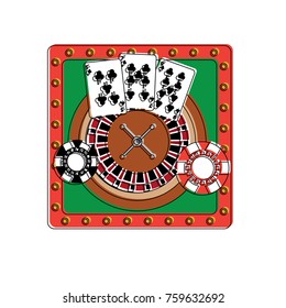 casino poker roulette playing cards and chips design