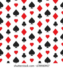 Casino poker seamless pattern with card suits. Vector illustration.