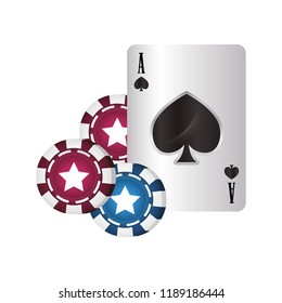 casino poker spade ace card and chips