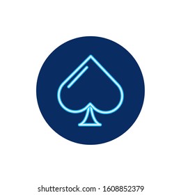 casino poker spade neon light vector illustration design