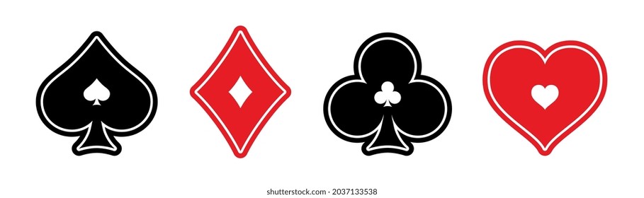 Casino and Poker Suit deck of playing cards on white background. Vector illustration.