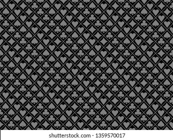 Casino poker suits grey design background vector