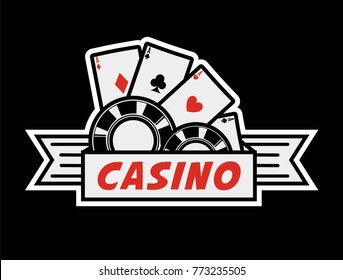 Casino poker template vector icon gambling chips and cards