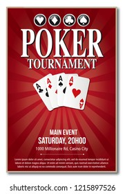 Casino Poker Tournament background red template design in vector with layer and text outlined no shadow on the eps version 10