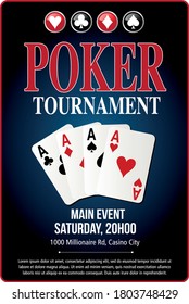 Casino Poker Tournament poster background blue template design in vector with layer and text outlined 