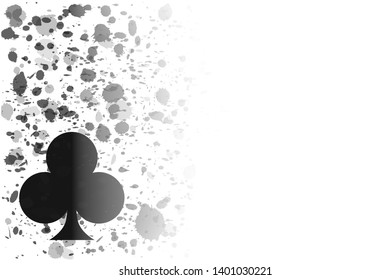 Casino poker trefoil club greeting card, vector illustration