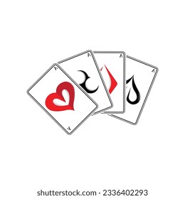 Casino Poker Vintage Logo, Vector Diamonds, Ace, Hearts And Spades, Poker Club Gambling Game Design