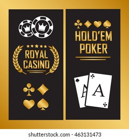 Casino poster with cards for poker play chips eps 10