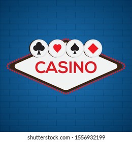 Casino poster on a blue background - Vector illustration