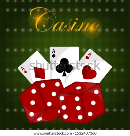 Casino poster with playing cards and dices - Vector