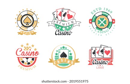 Casino Premium Logo Design as Gambling Graphic Emblem Vector Set