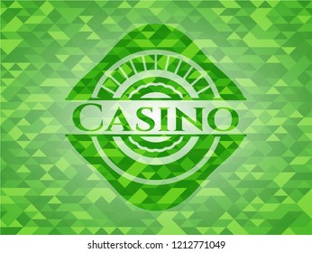 Casino realistic green emblem. Mosaic background