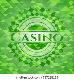 Casino realistic green emblem. Mosaic background