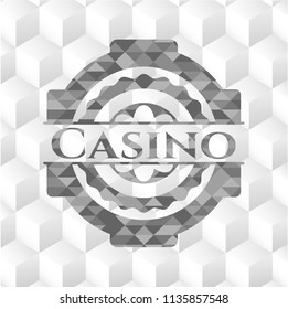 Casino realistic grey emblem with cube white background