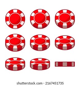 Casino Red Poker Chips Icon Set. Vector illustration