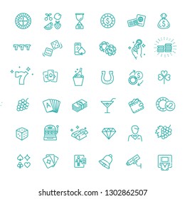 Casino related vector icon set. Well-crafted sign in thin line style