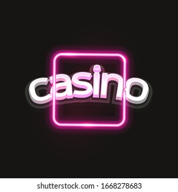 Casino retro light sign with neon light for game, poster, flyer, billboard, web sites, gambling club. Banner billboard casino glowing background. Vector illustration