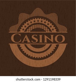 Casino retro style wood emblem