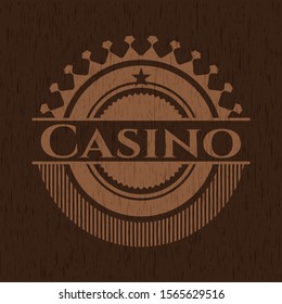Casino retro wood emblem. Vector Illustration.