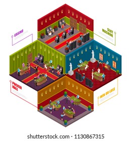Casino Rooms Isometric Set 