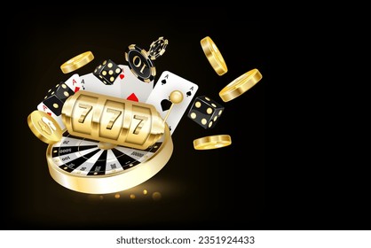 La ruleta del casino en negro y dorado con efectos. Vector