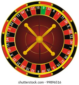 casino roulette colorful wheel, isolated on white