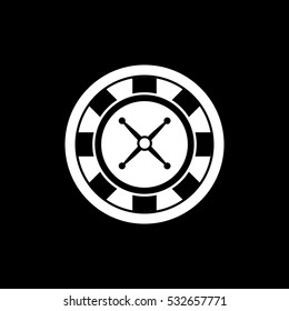 Casino Roulette Flat Icon On Black Background