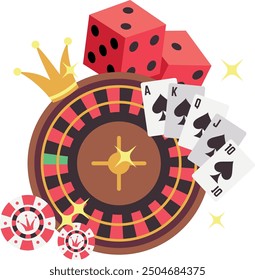 Casino roulette. Gambling dice game color icon