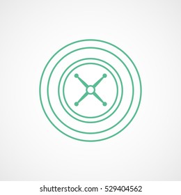 Casino Roulette Green Line Icon On White Background