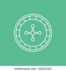 Casino Roulette Line Icon On Green Background