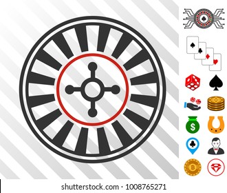 Casino Roulette pictograph with bonus gamble pictograms. Vector illustration style is flat iconic symbols. Designed for gamble gui.