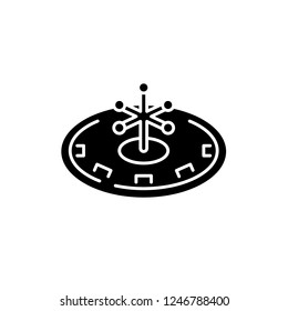 Casino roulette play black icon, vector sign on isolated background. Casino roulette play concept symbol, illustration 