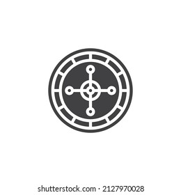 Icono de vector de ruleta del casino. signo plano relleno para concepto móvil y diseño web. Icono de glifo de ruleta de juego. Símbolo, ilustración del logotipo. Gráficos vectoriales