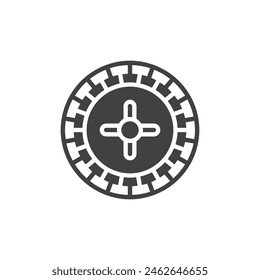 Casino roulette vector icon. filled flat sign for mobile concept and web design. Roulette Wheel glyph icon. Symbol, logo illustration. Vector graphics