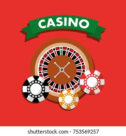 casino roulette wheel chips gamble symbol vector illustration