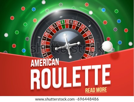 casino roulette wheel with chips isolated on green table realistic objects 3d with place for text eps 10 vector illustration 