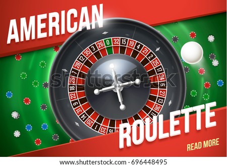 casino roulette wheel with chips isolated on green table realistic objects 3d with place for text eps 10 vector illustration 