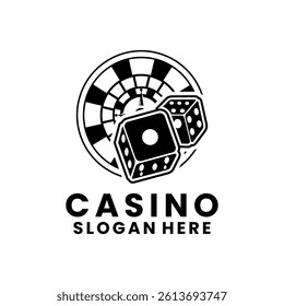 Casino Roulette wheel and Dice logo design vector template. Casino logo design icon
