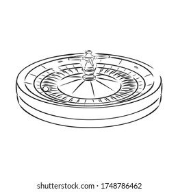 Casino Roulette Wheel Hand Draw Sketch Vintage Retro Style Elements for Your Design. Vector illustration. casino roulette, vector sketch illustration